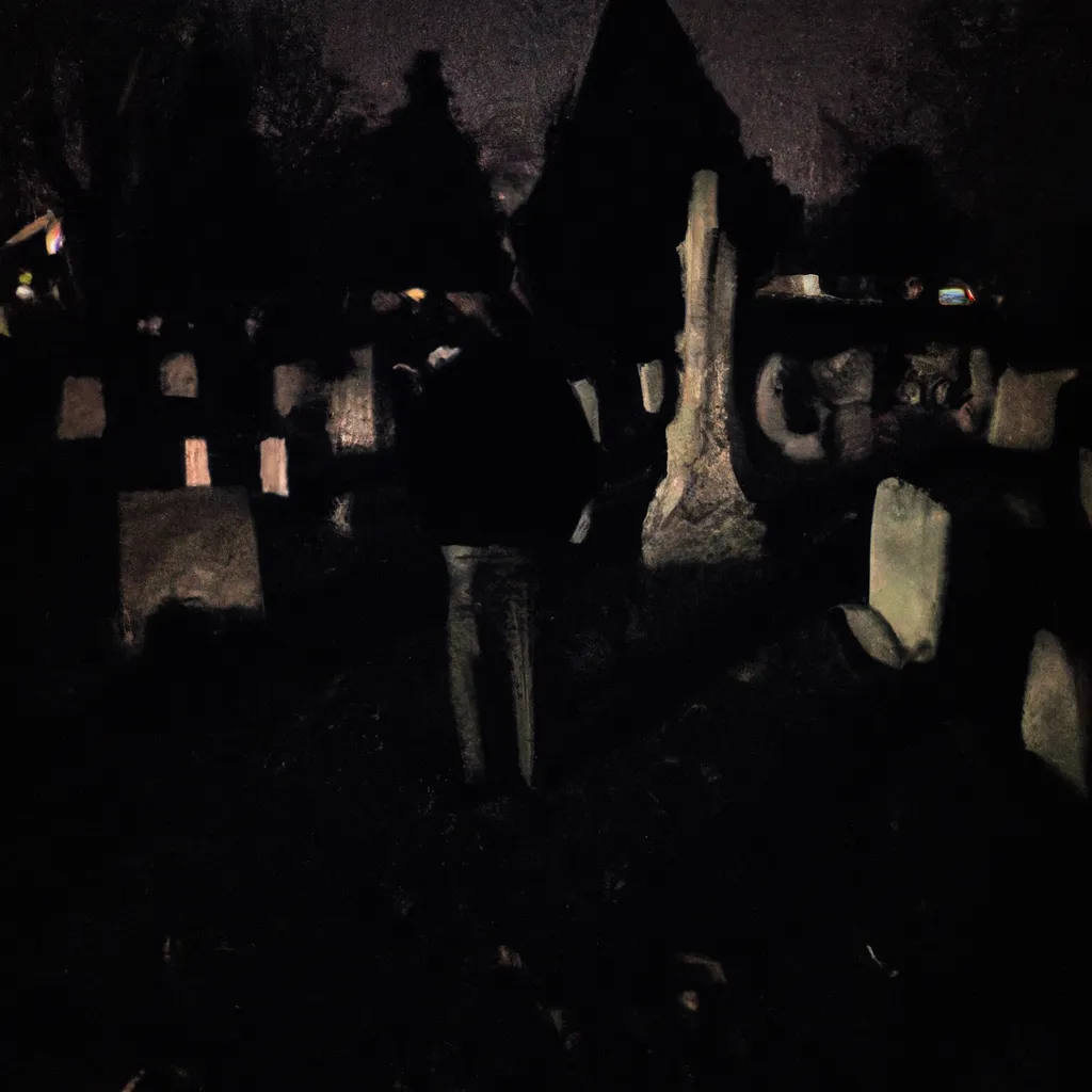 Prompt: a photo taken on an iPhone 4 of a graveyard at nighttime with creepy tall slender man in the dark shadows 