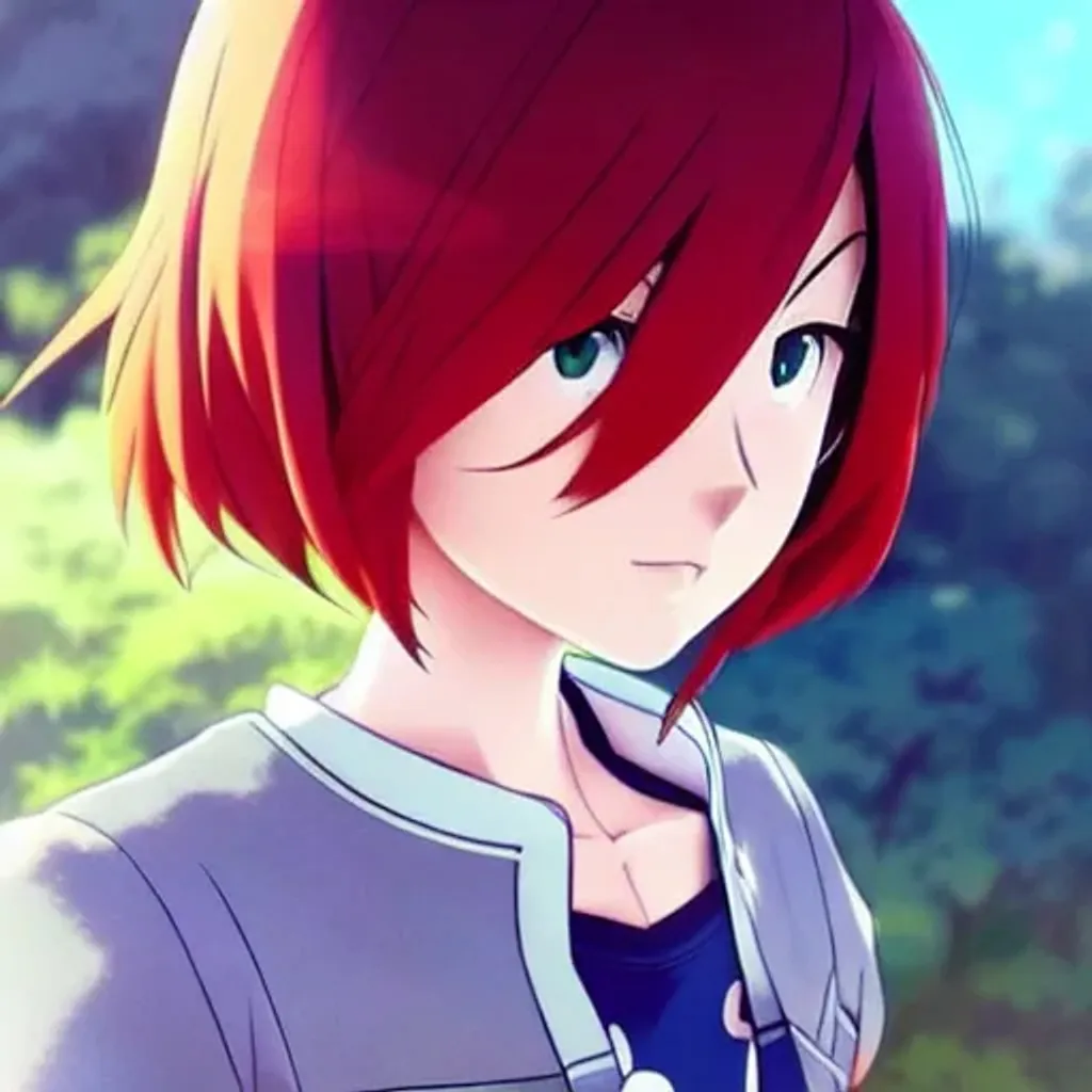 Prompt: still potrait of anime girl from disney pixar movie and red hair, in mountain hill, anime style, anime face, anime nose, anime eyes, anime hair, anime lips, anime by ilya kuvshinov and makoto shinkai