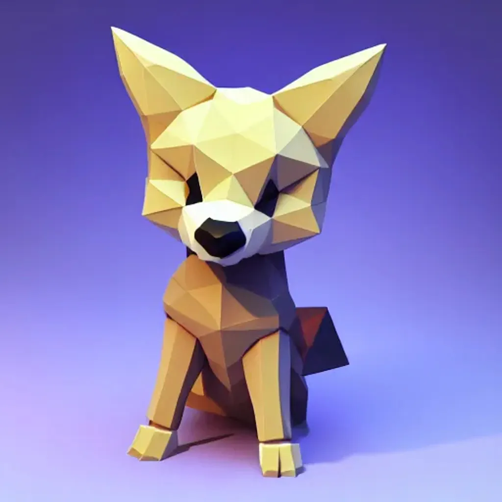 Prompt: kawaii low poly coyote character, 3d isometric render, white background, ambient occlusion, unity engine, square image, trending on artstation