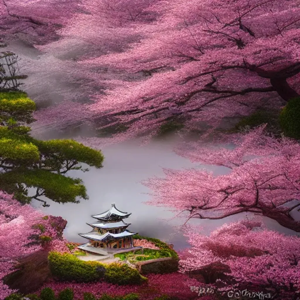 Prompt: miniature world in a box on a desk, cherry blossom trees, fog, Japanese temples, tilt-shift lens, shot on canon 5d, shot on nikon, shot on medium format phase one iq180, ultra realistic,