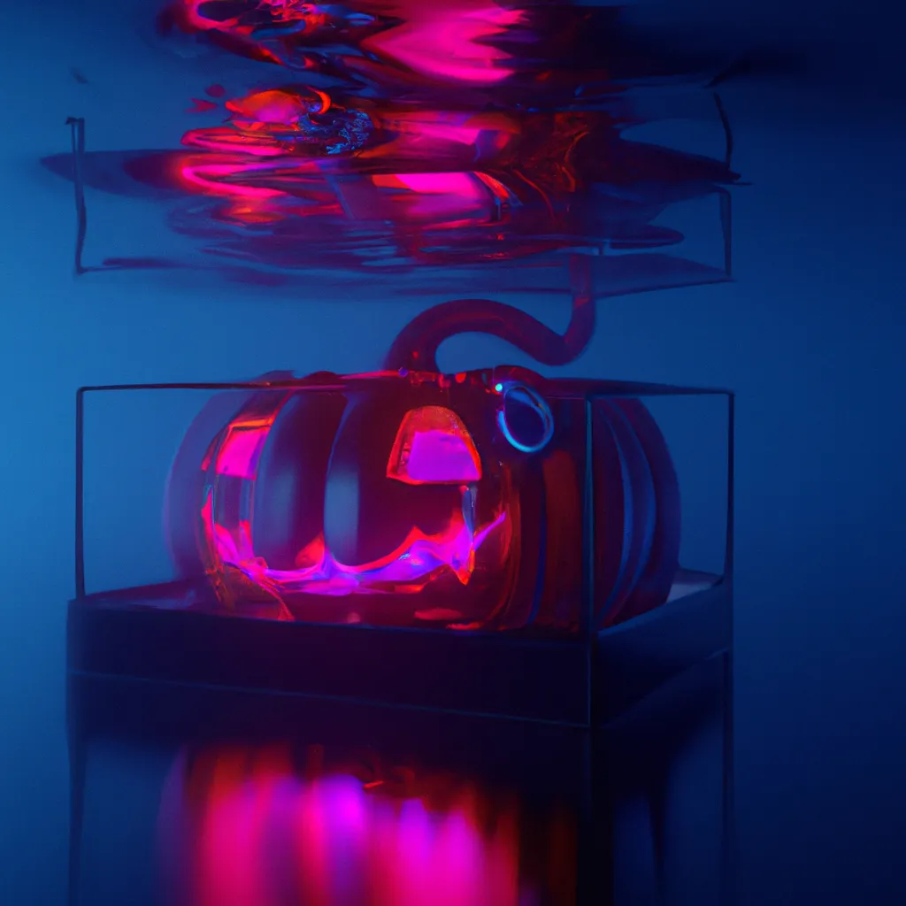 Prompt: Dark art, Macabre Art, Vaporwave Synthwave anime styled Jack-o'-lantern submerged in a think tank in the backrooms,4K,chic creepy funny spooky awesome goofy cool scary mysterious Halloween vibe,digital art, trending on art station, award winning, iconic, classic,photography, photorealistic,unreal engine 5,