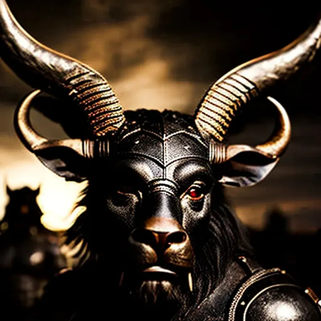 Prompt: centered portrait body shot xy8 dark fantasy minotaur in armor, menacing, award-winning photography. soft bokeh, cinematic lighting, 