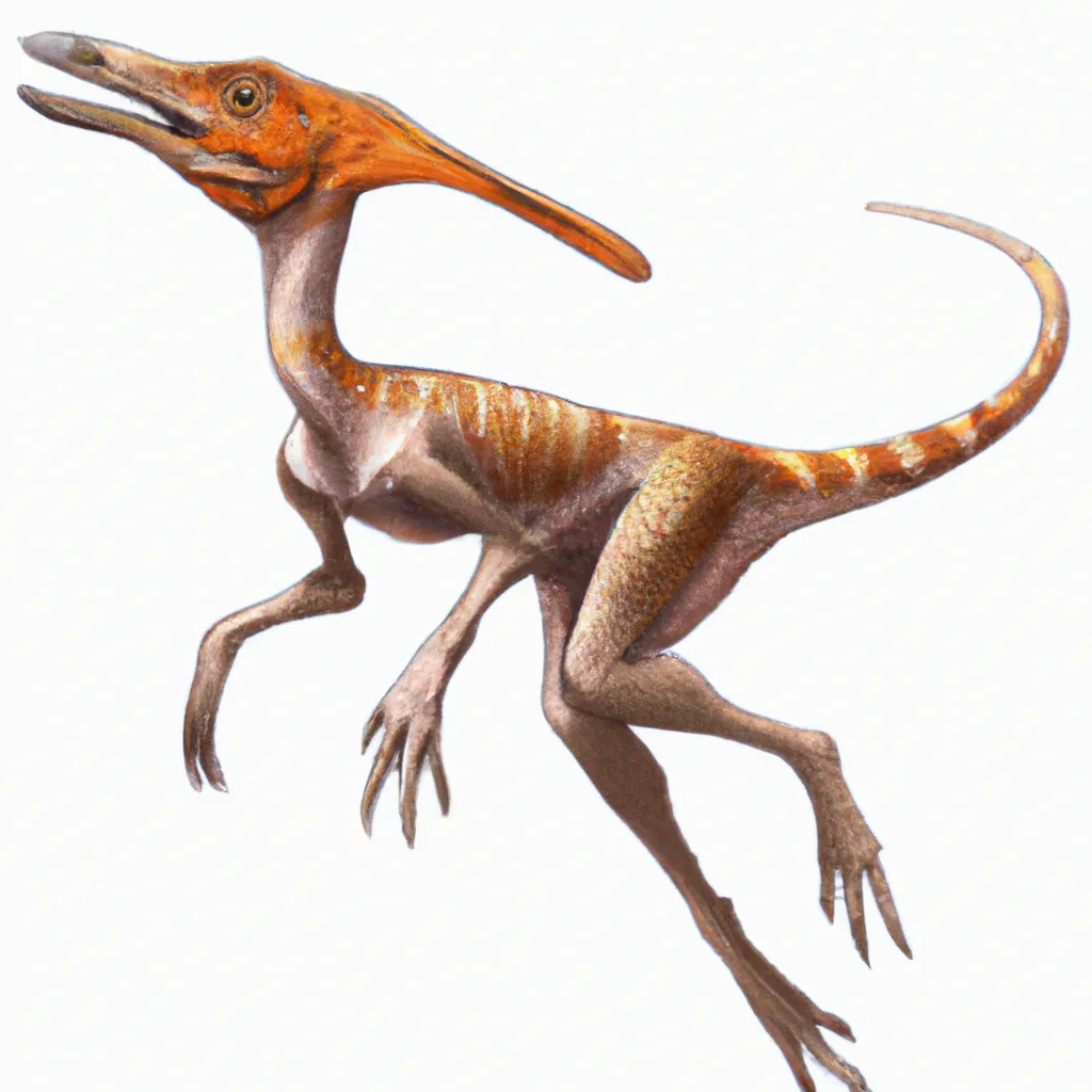 Prompt: a sinosauropteryx-jay chimera that looks similar to the Snaiad animals, creature inspired from paleoartists C.M Kosemen's artworks, has bizarre skull, pre-historic animal, has awkward limbs for hunting. long large ears, strong jaw, mascular body, view of full body, Full shot, Long shot, speculative evolution. Highly realistic, accurate anatomically correct paleoart, ultra-realistic CGI representation,  hyperrealistic, award-winning wildlife photography,  4k, trending on artstation, staged photography , scientifically correct, unreal engine 5