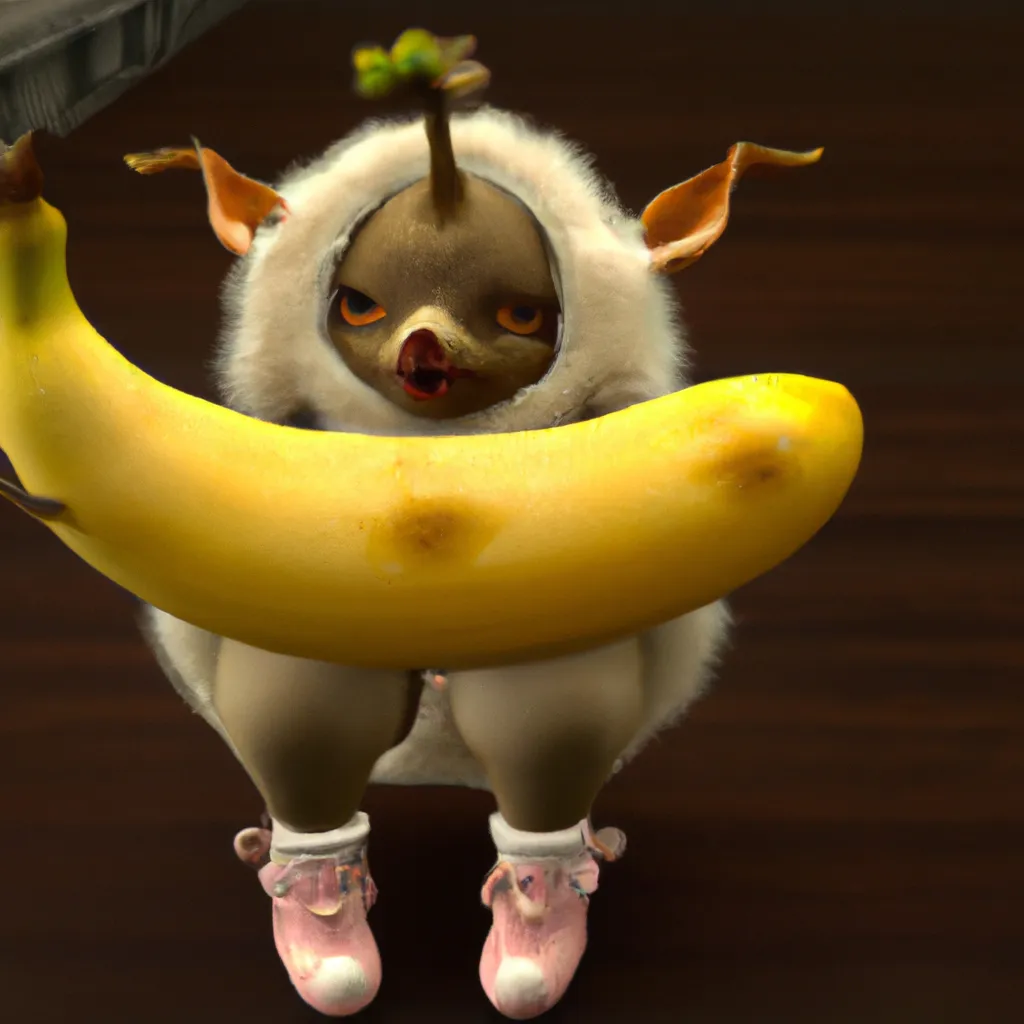 Video game character with a banana