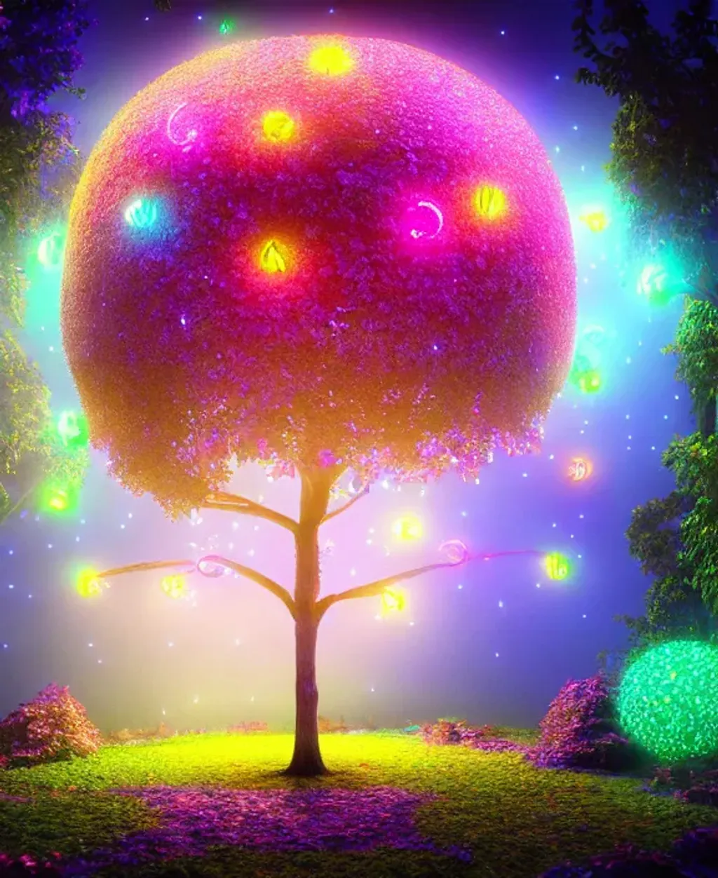 Prompt: cycles render, matisse enchanted magical fairy tree fantasy art warm light, mystic air, art, HD fairy lights, hyperdetailed, beautiful, complex details, 32k high definition volume, professional matte painting, bright deep colors