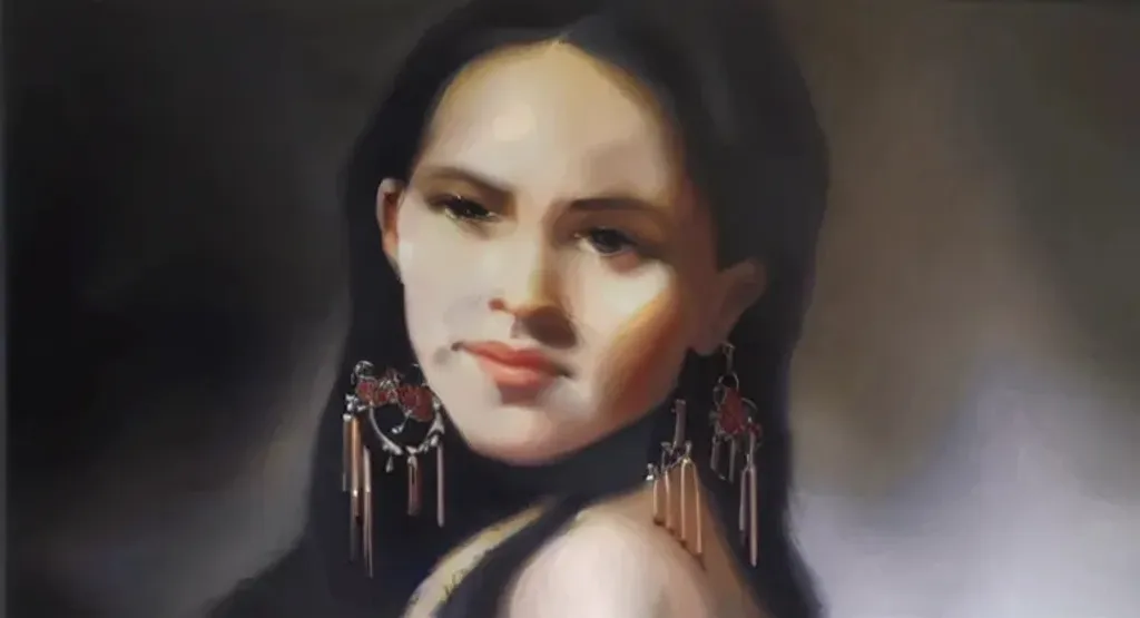 Prompt: Woman with earrings artesania  oil painting