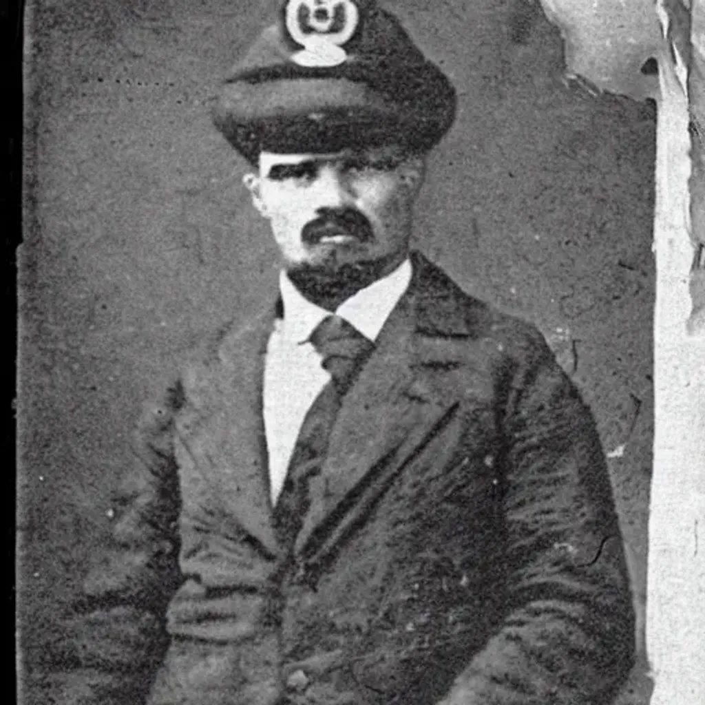 Prompt: 1889 Serial killer in Egypt police photograph