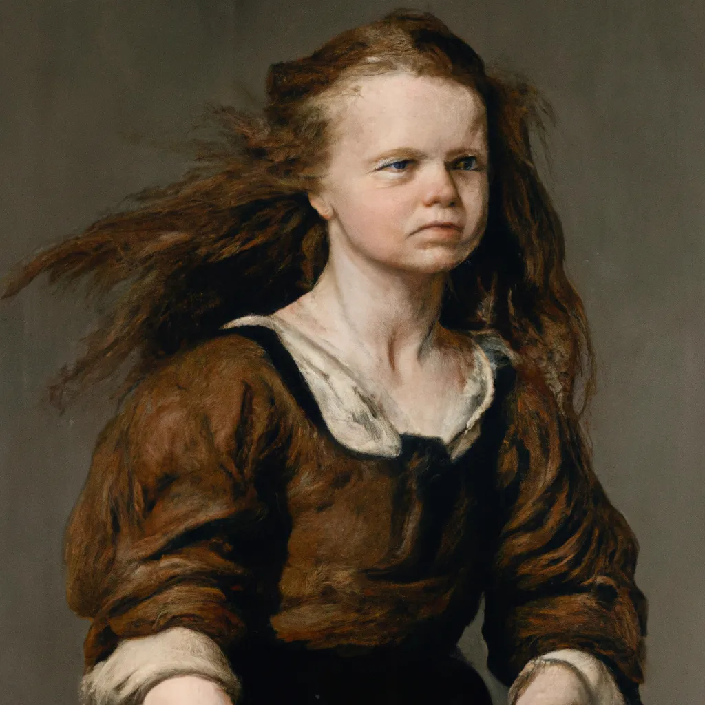 Prompt: Viking Girl With Messy Hair, Sweden, 1599, by Anthony Van Dyck