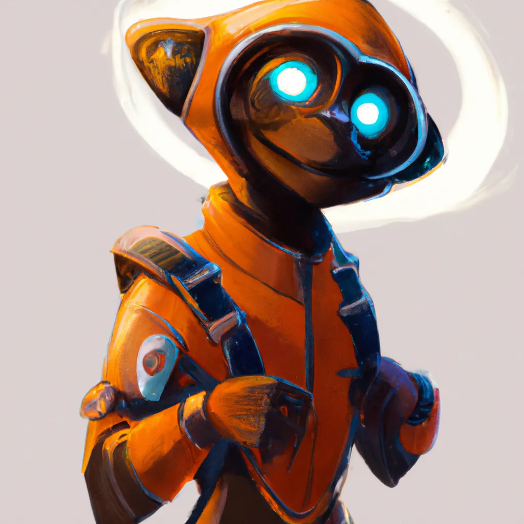 Prompt: Rafiki in an orange spacesuit, no helmet, digital art