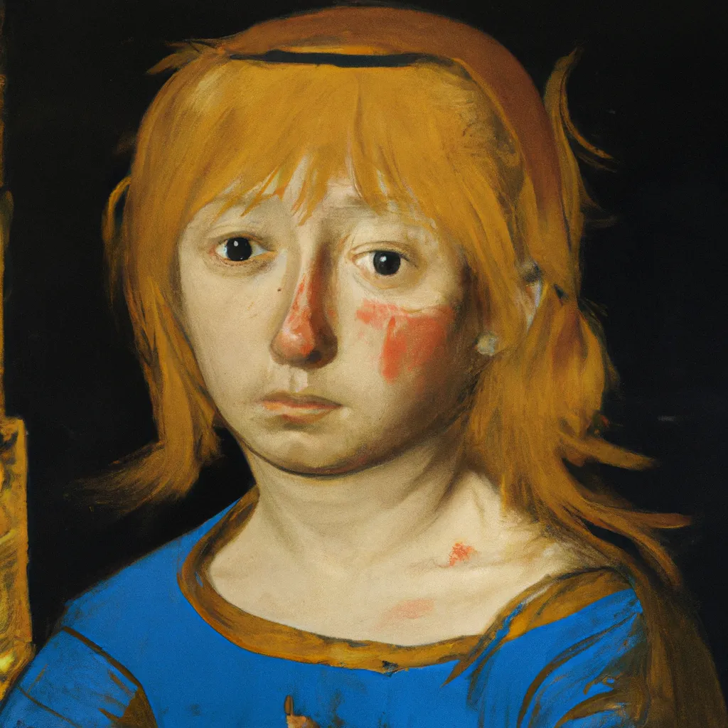 Prompt: Girl With Messy Hair, 1420, by Nicholas of Verdun