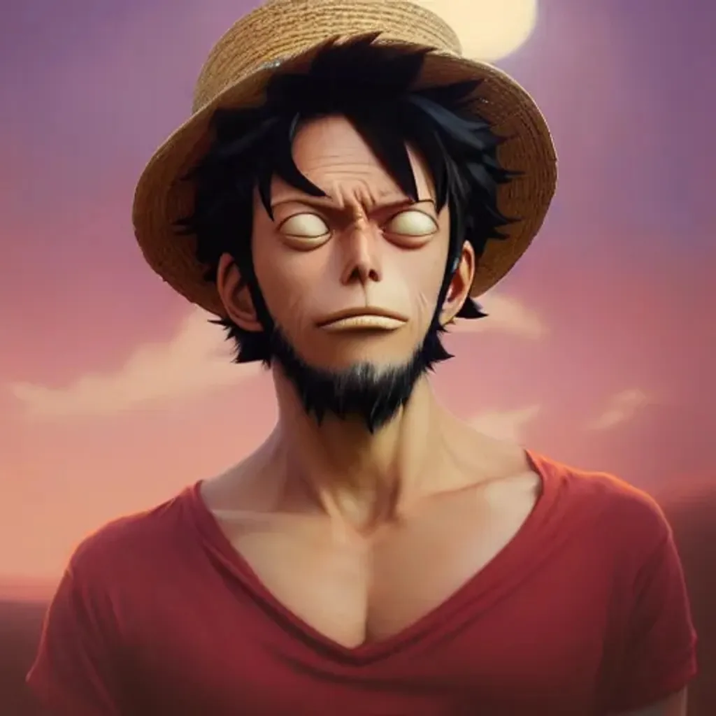 Prompt: highly detailed vfx portrait of monkey d. luffy, stephen bliss, greg rutkowski, loish, rhads, beeple, makoto shinkai, tom bagshaw, alphonse mucha, global illumination, sharp focus, art by artgerm and greg rutkowski, stanley kubrick, best of behance, cinematic lighting, anatomically correct