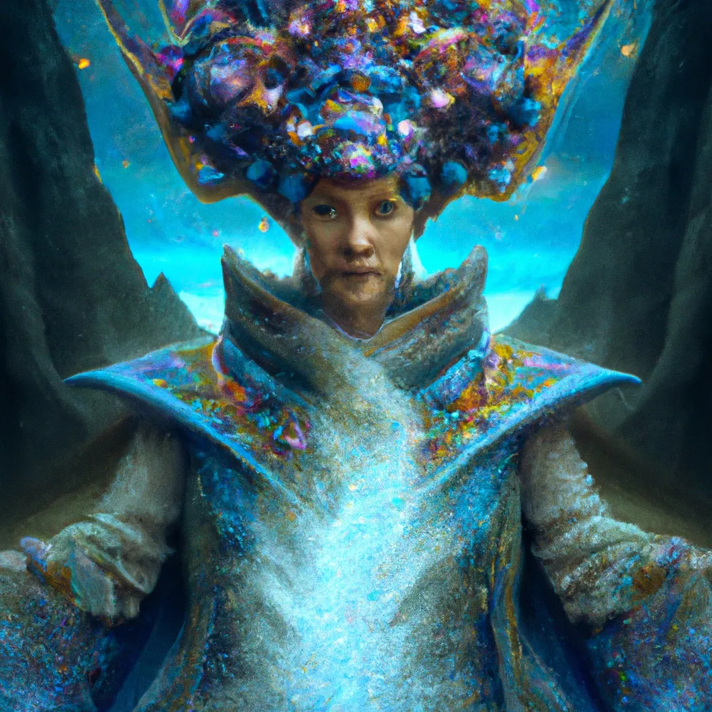 Prompt: beautiful detailed cgi matte painting female space empress of the andromeda, by ellen jewett, alessio albi | symmetrical features, ominous, alluring, vivacious, realism, intricate, ornate, royally decorated, organic, growth, whirling nebulas, glowing particles, colorful adornments, colorful torn fabric, radiant colors