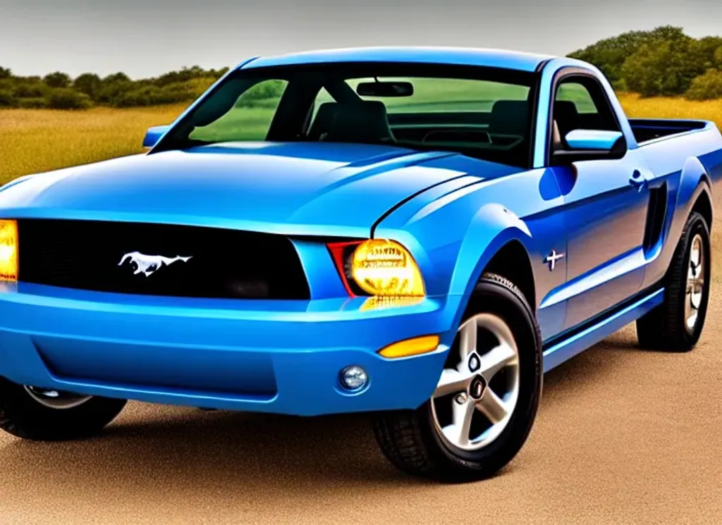 Prompt: An photograph of an 2005 Ford Mustang bakkie