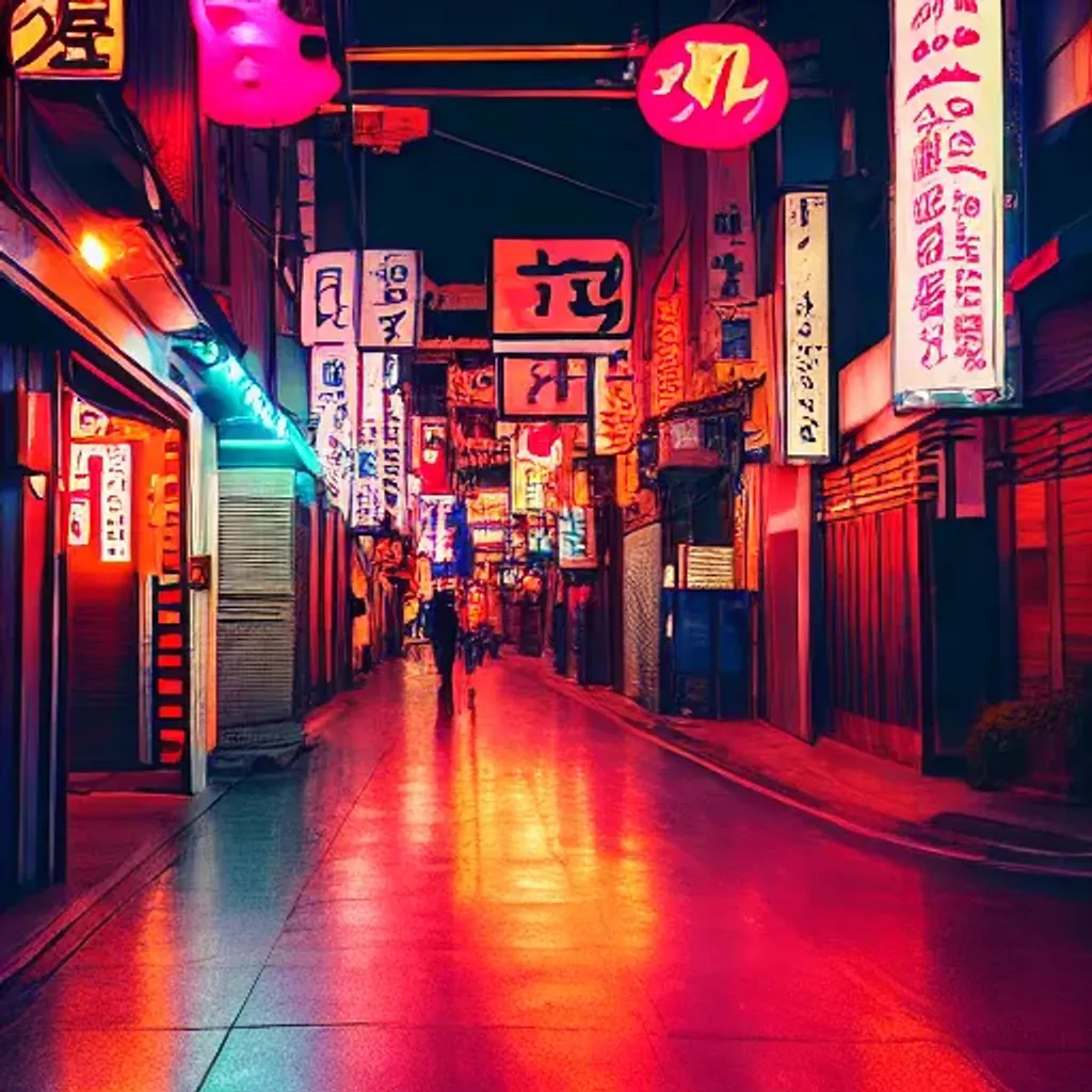 Japanese street in neon lights | OpenArt