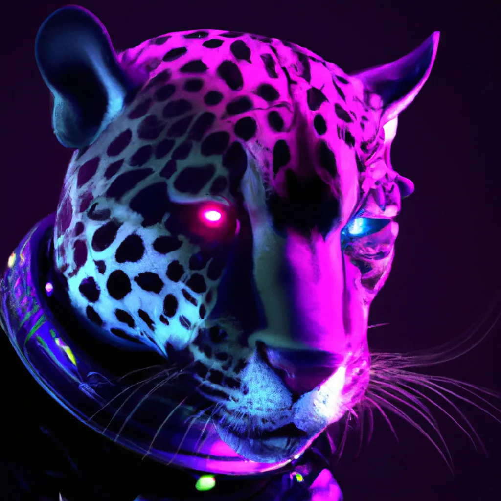 Prompt: cyberpunk jaguar, portrait