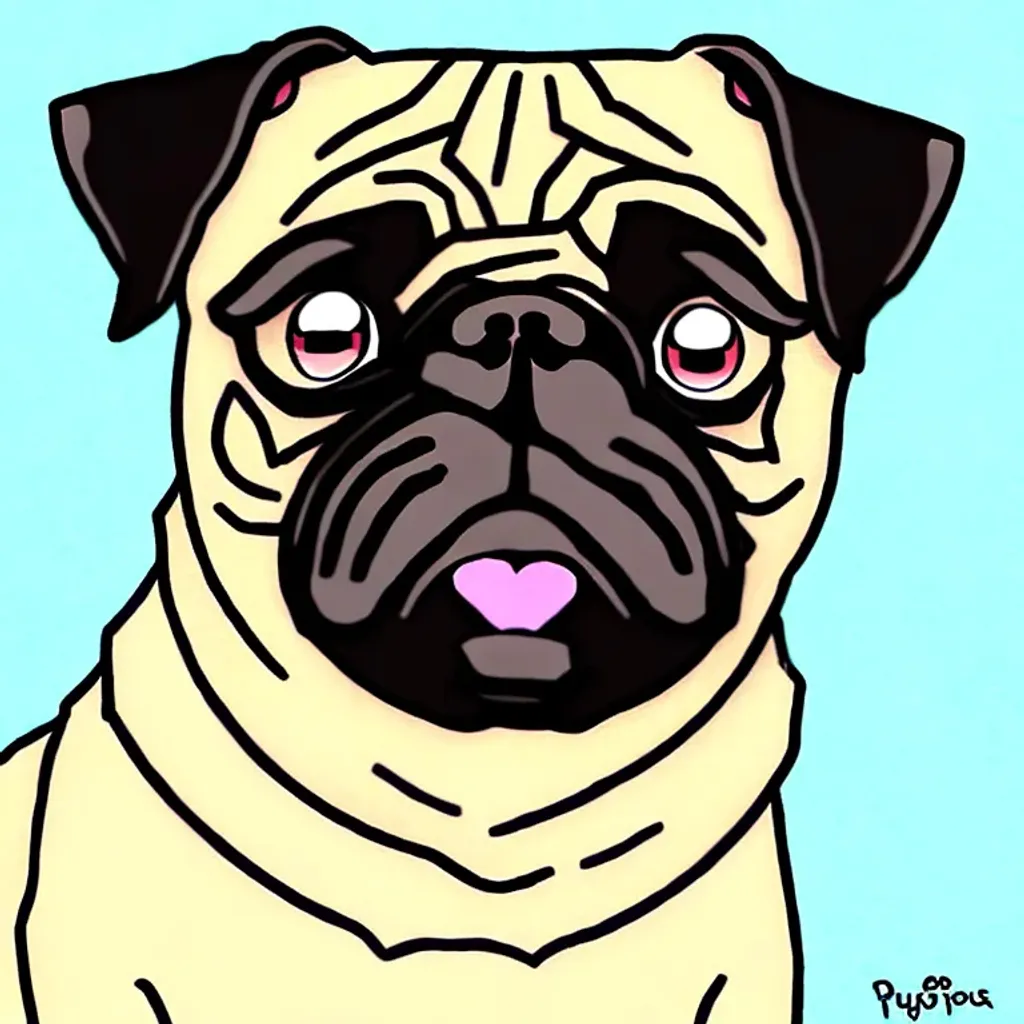 Prompt: pug drawn in an anime style