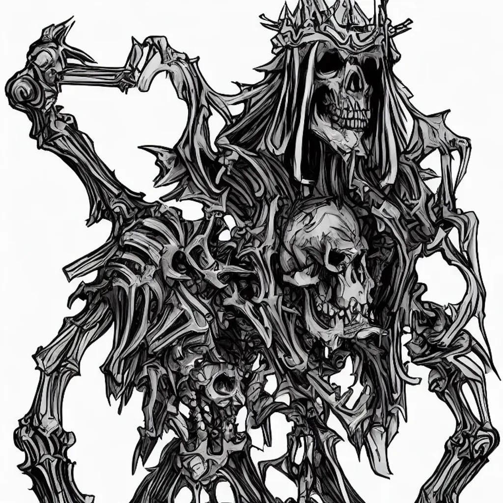 Prompt: Skeleton king, overlord style, dedsec, cyber, digital art