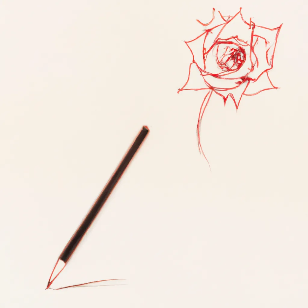 Prompt: Anime visual top-down view of a rose drawn in pencil, shot by Akiyoshi Hongo, official media