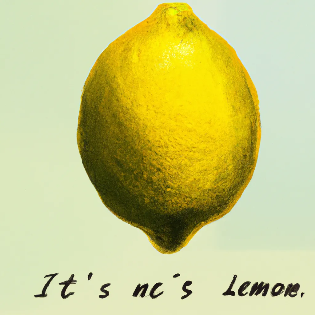 Prompt: A painting of a single lemon with the words "This Is Not A Lemon" below it. Homage to The Treachery of Images by René Magritte.