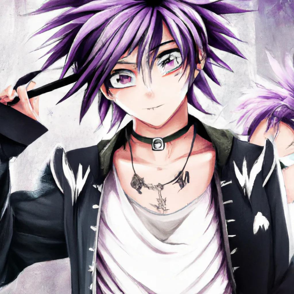 Prompt: anime boy, short purple/black hair, tan skin, attractive, hot, popular drummer, edgy, tattoos, multiple piercings, popular online, kyoto animation, animation, anime, animated, 2010s anime, key visual, main character, character design, character concept, Free! anime, saturated colors, high quality, 8k, A3!, B Project, Given anime, Otame games, manhua, manhwa
