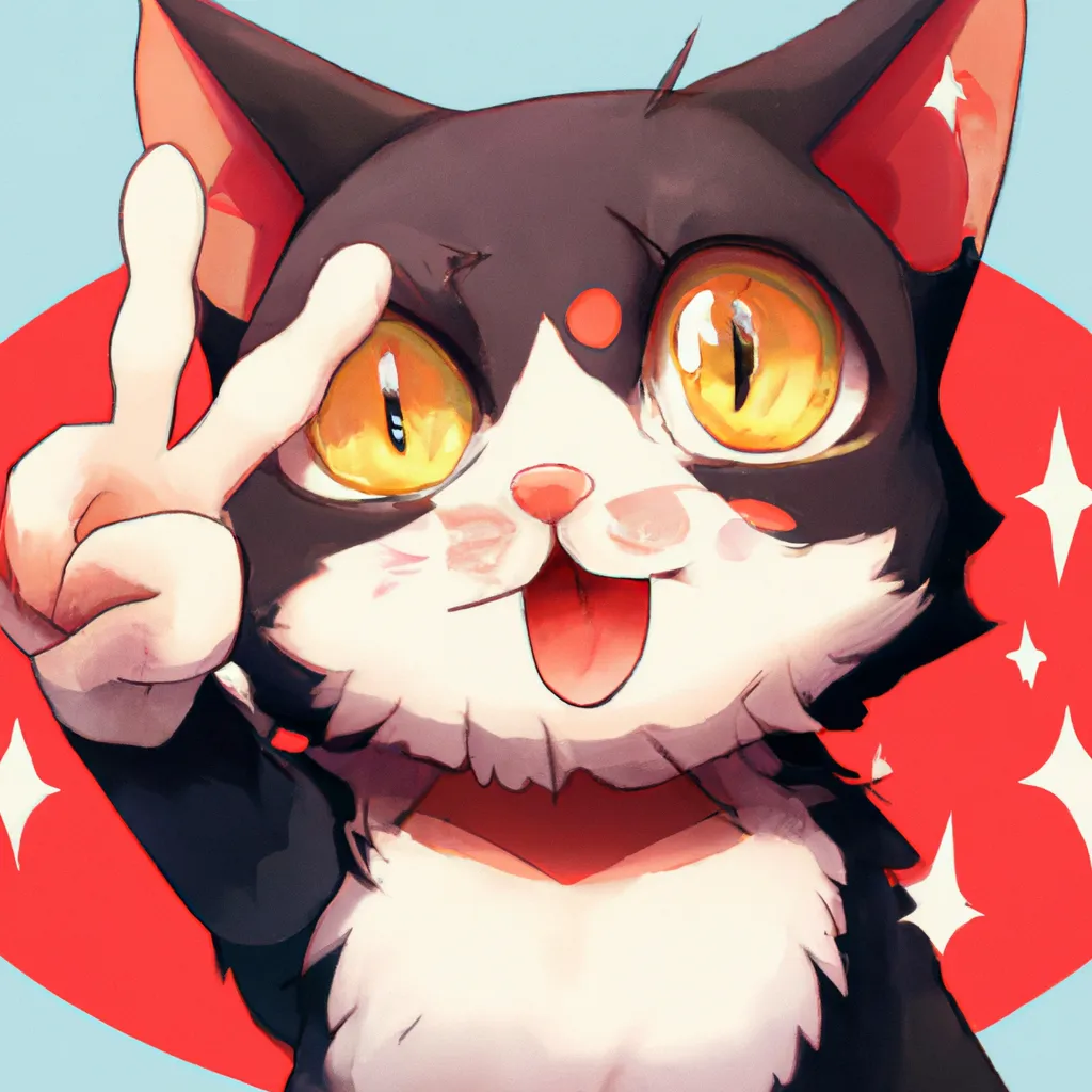 Prompt: a cat holding up a peace sign with an anime style face, by Akihito Yoshida, 8K