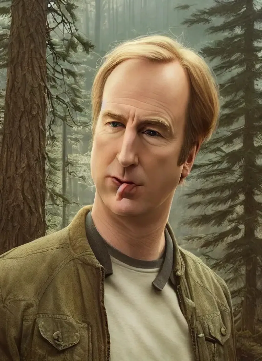 Prompt: Portrait of {Bob Odenkirk as Link} with {blond} hair and with handsome face, {forest}, perfect composition, hyperrealistic, super detailed, 8k, high quality, trending art, trending on artstation, sharp focus, studio photo, intricate details, highly detailed, by greg rutkowski