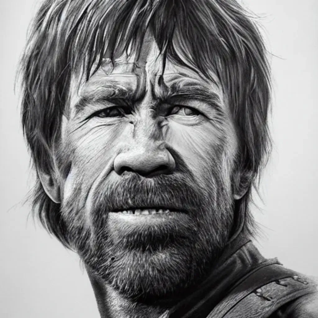 Prompt: highest quality portrait of Chuck Norris, art detailed face, fantasy, close up face, highly detailed, cinematic lighting,  ultra sharp, smooth sharp focus, artstation hq, behance hd, trending on artforum,  