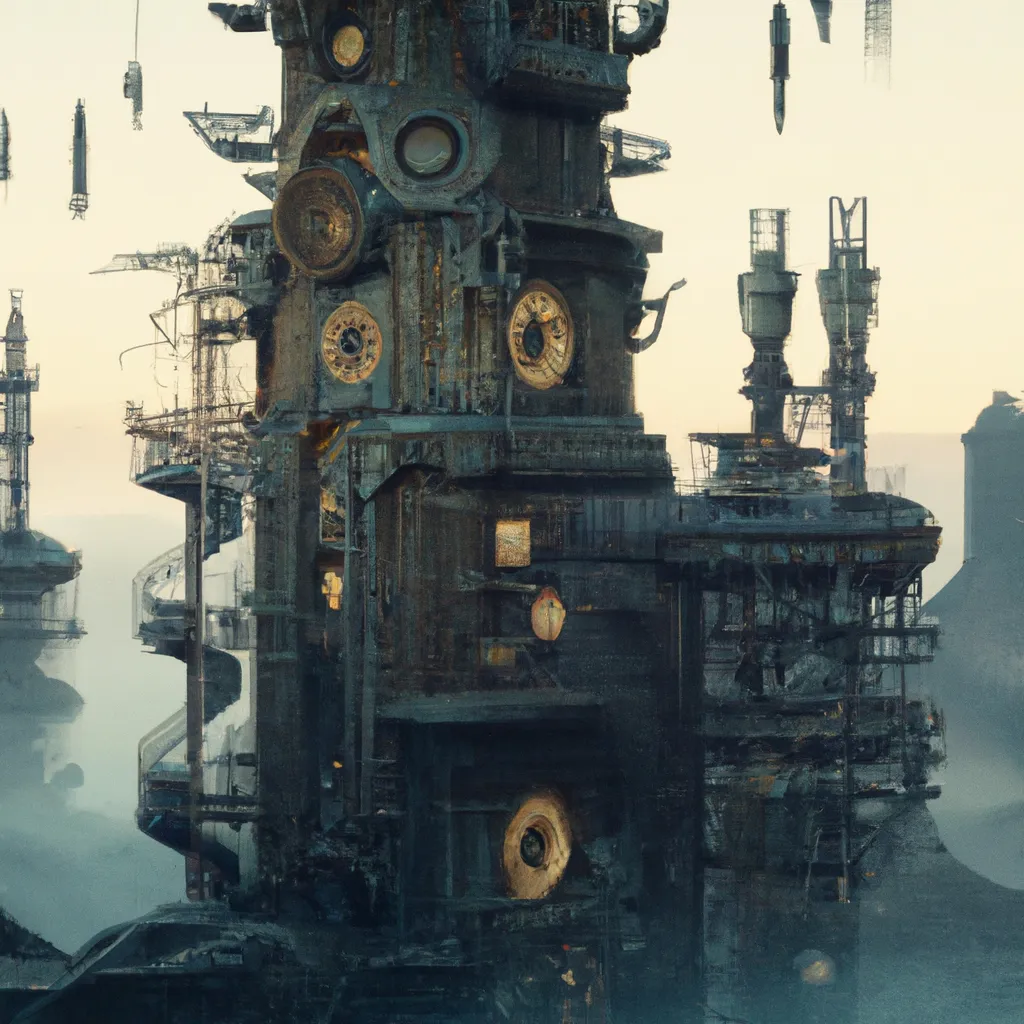 Prompt: an immense and splendid steampunk castle, robotic atmosphere, digital art, 32k, unreal engine 5, octane render