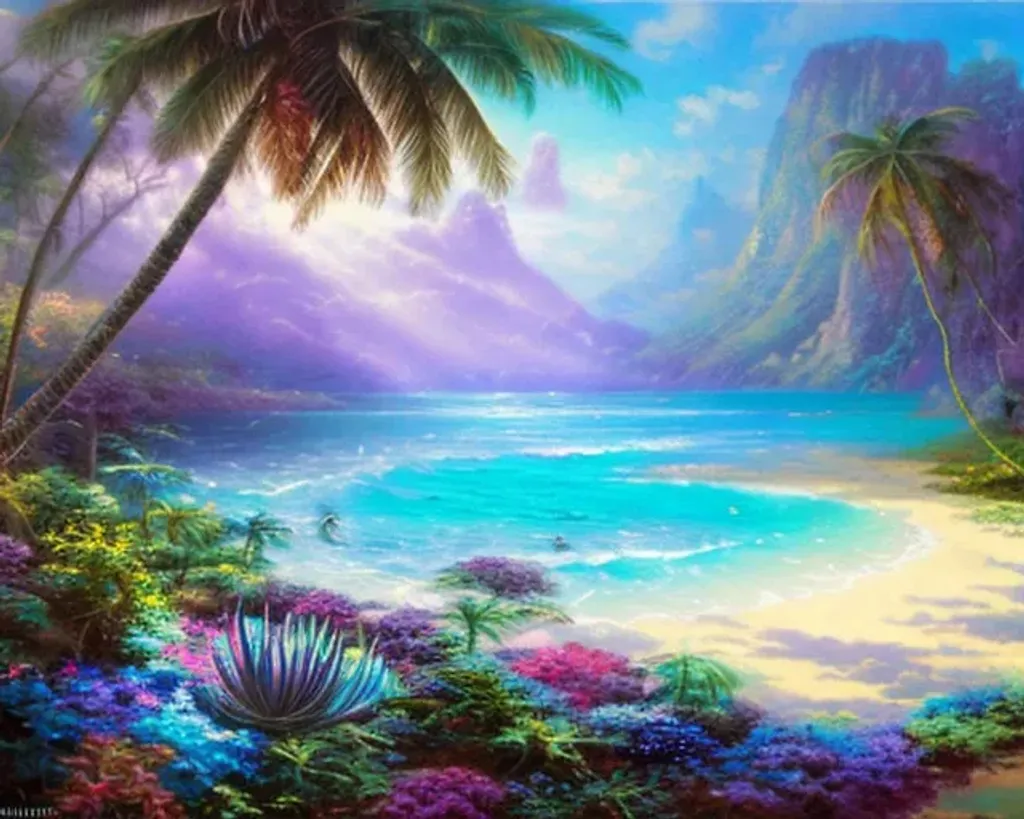 alien landscape, tropical beach with turquoise water...