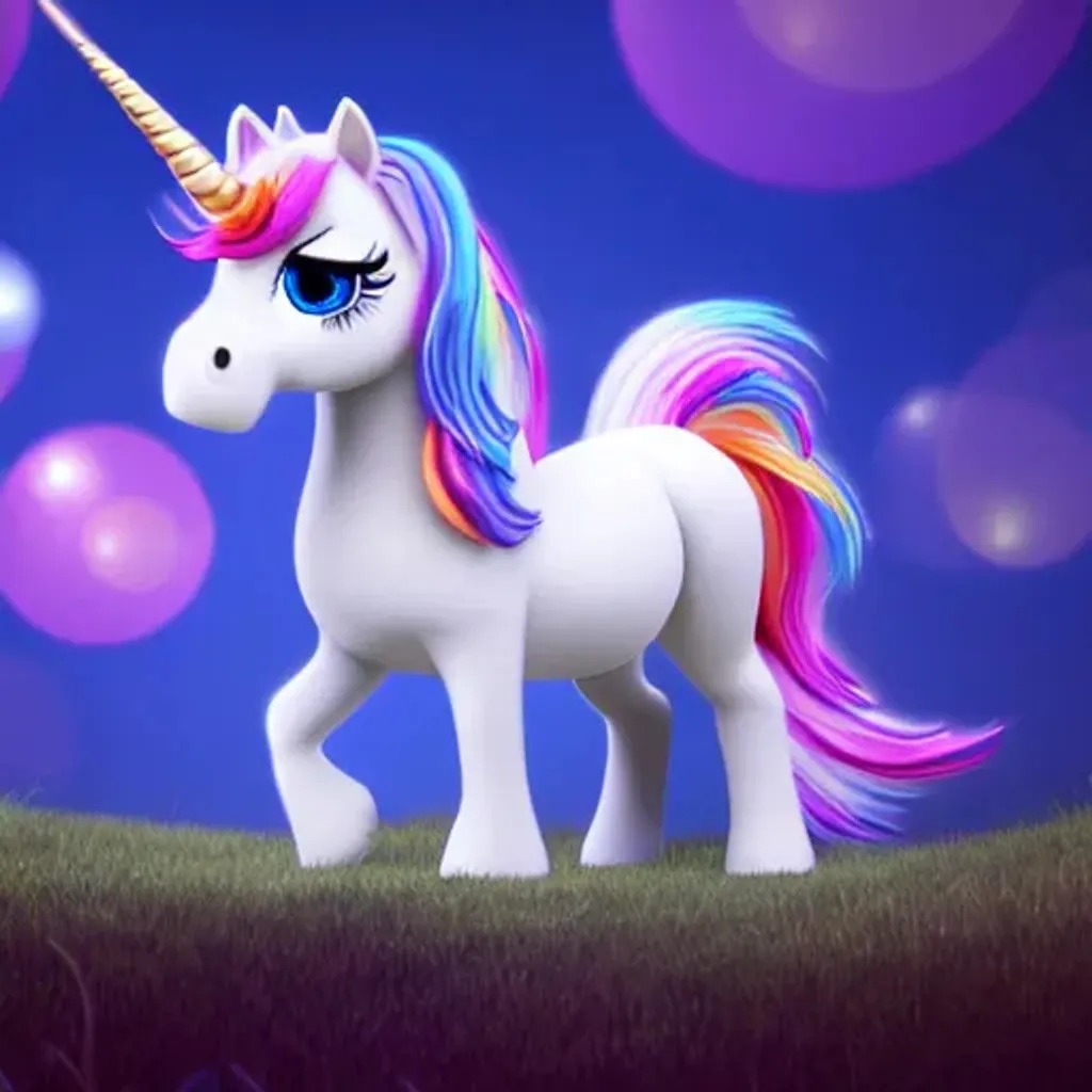 Prompt: 3d  {unicorn}, long flowing mane,  cute and adorable, cute big circular reflective eyes, long fuzzy fur, Pixar render, fairy forest background bokeh, unreal engine cinematic smooth, intricate detail, cinematic