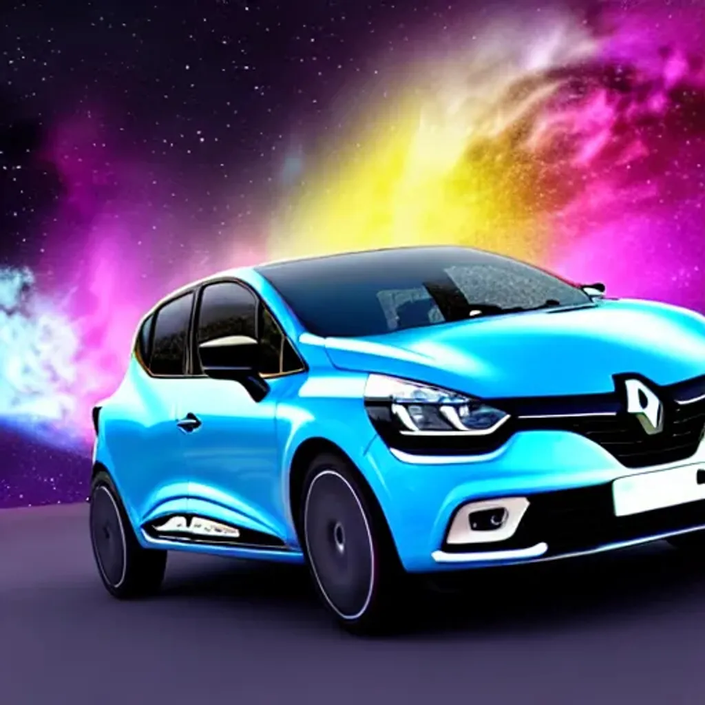 Prompt: renault clio traveling through the galaxy, vibrant colors, unreal engine