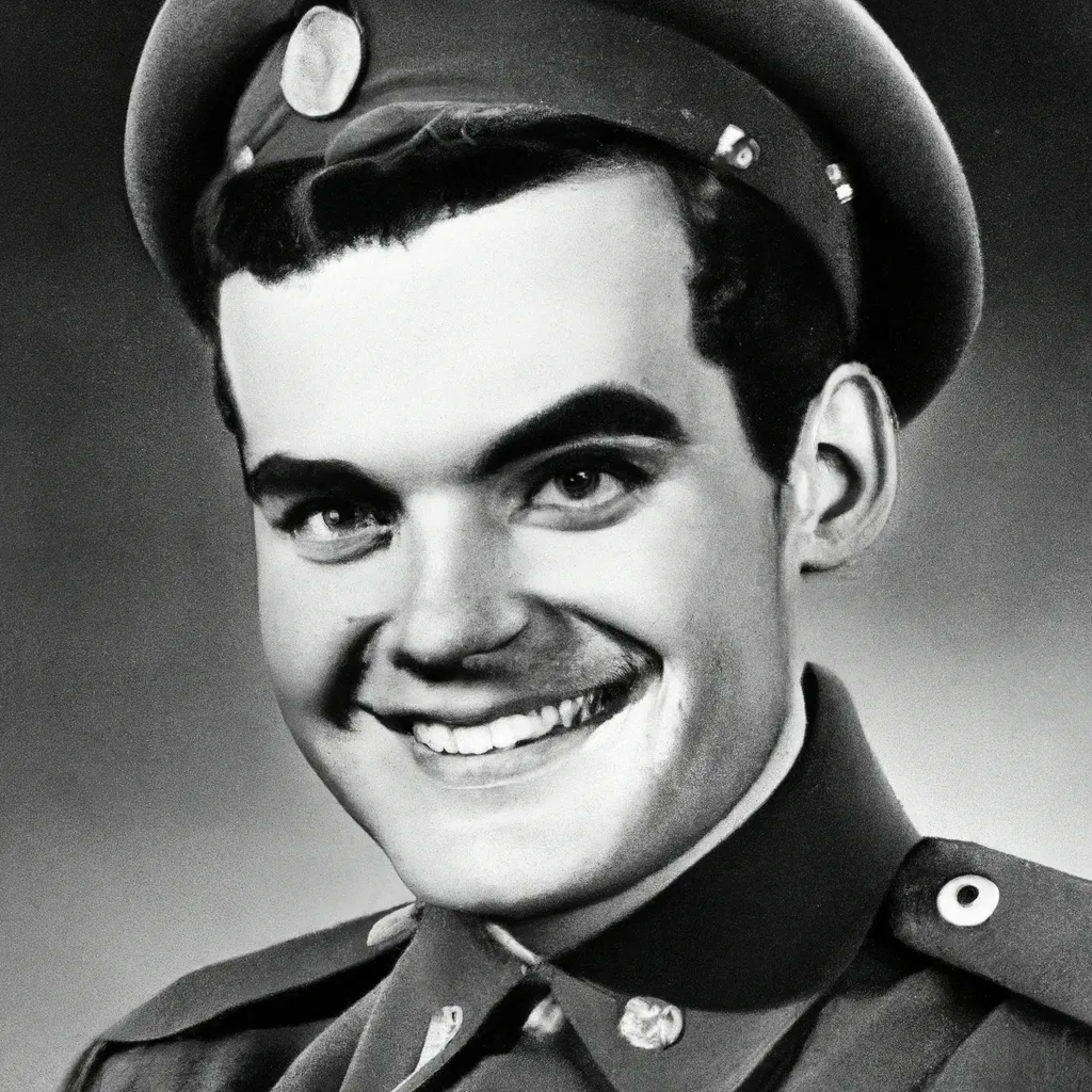 Prompt: Photograph of Stefan Karl Stefansson as a soldier in World War II, black and white