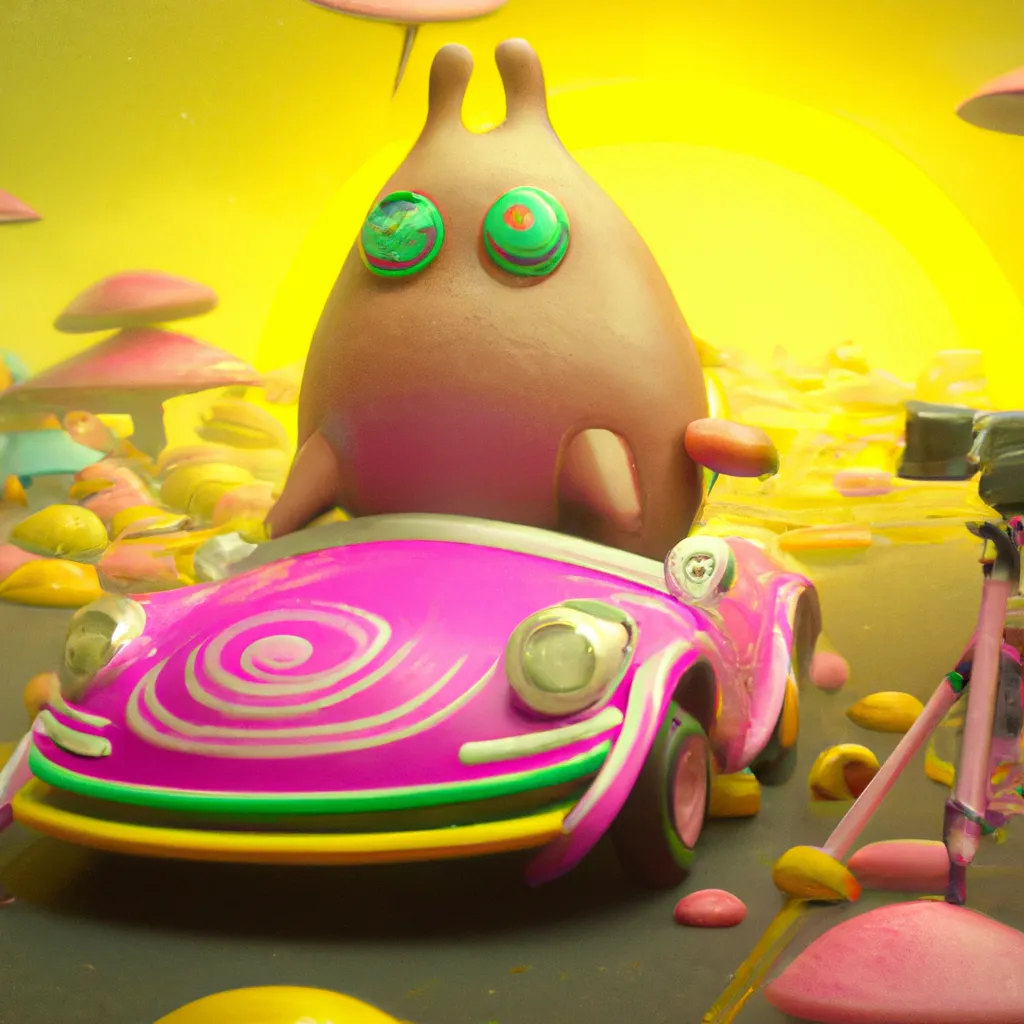 Prompt: A race car of anthropomorphic Axolotls, skateboarding| Giant Cosmic mushroom  | cute girl | in the style of Munch  | perfect exposure | soft muted colors desaturated | 3d render | octane lighting | dream fantasy | centered | octane render artstation trending 8k ultra-detailed  | sharp focus golden ratio | Disney Pixar Dreamworks 