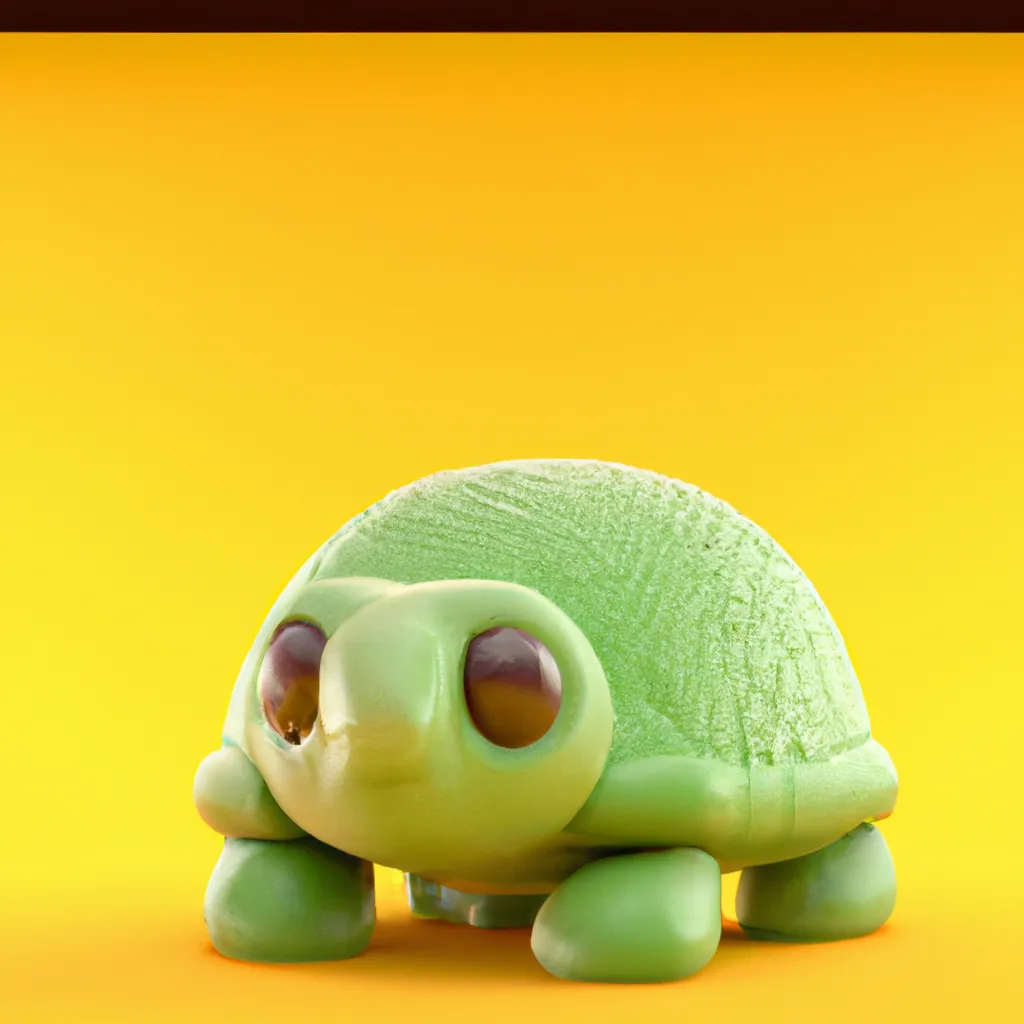 Prompt: cute 3D render of a rounded baby turtle in a clay style, on a yellow coloured brick, a frontal view, colorful forest background, substance 3d painted, blender, glossy texture, volumetric lighting, high resolution, trending on behance.net, by nintendo