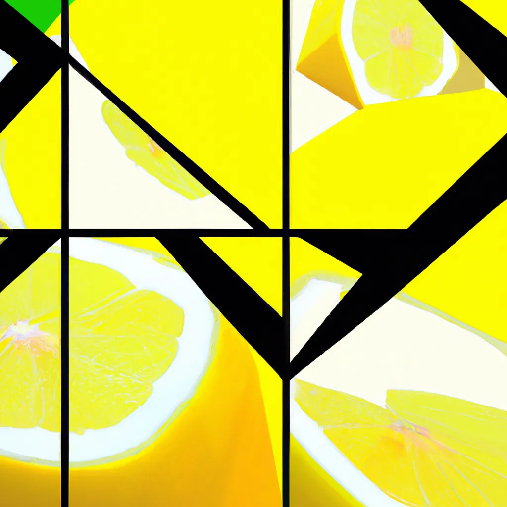 Prompt: Lemon, abstract art, interpretation, emotive, spontaneous, lemon, yellow, logical, very abstract, mathematical, geometric