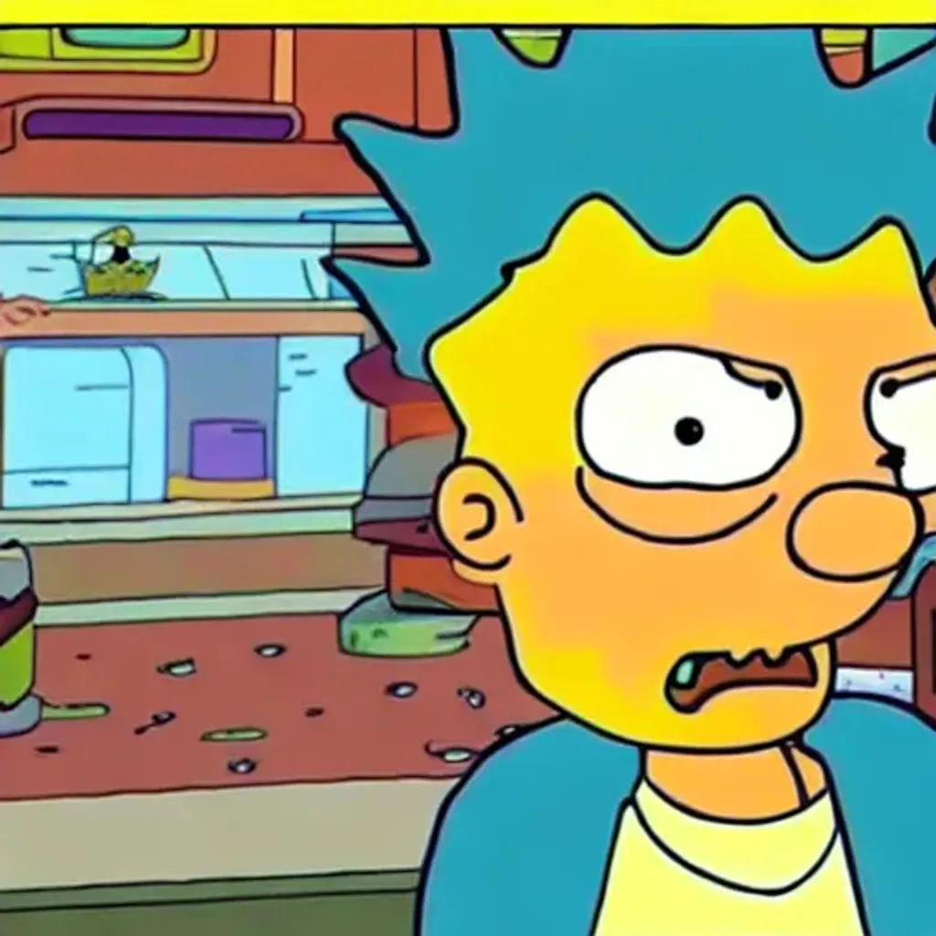 Prompt: bart simpson in the rick and morty style