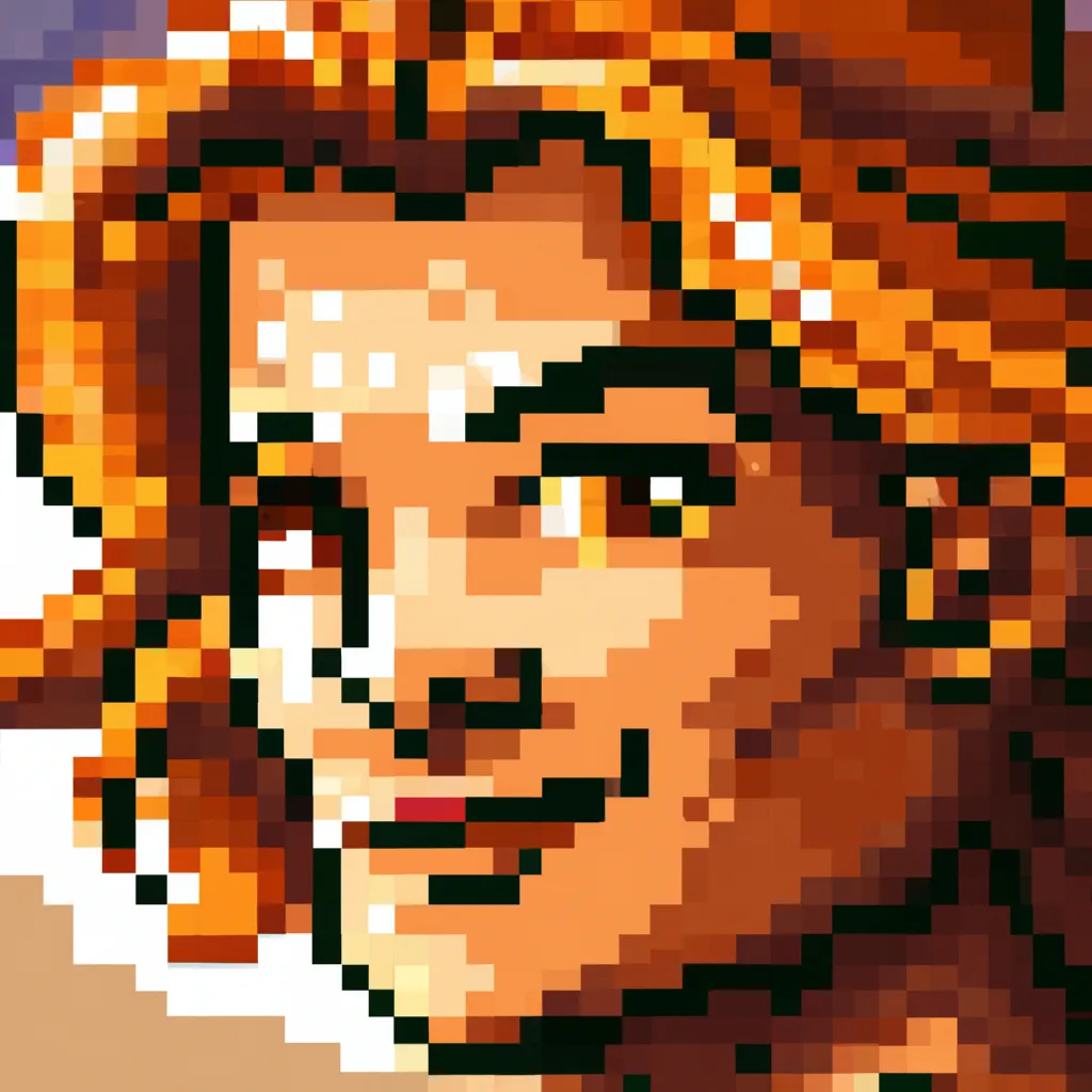 pixel art, ginger man, brown eyes, flirty, fire embl... | OpenArt