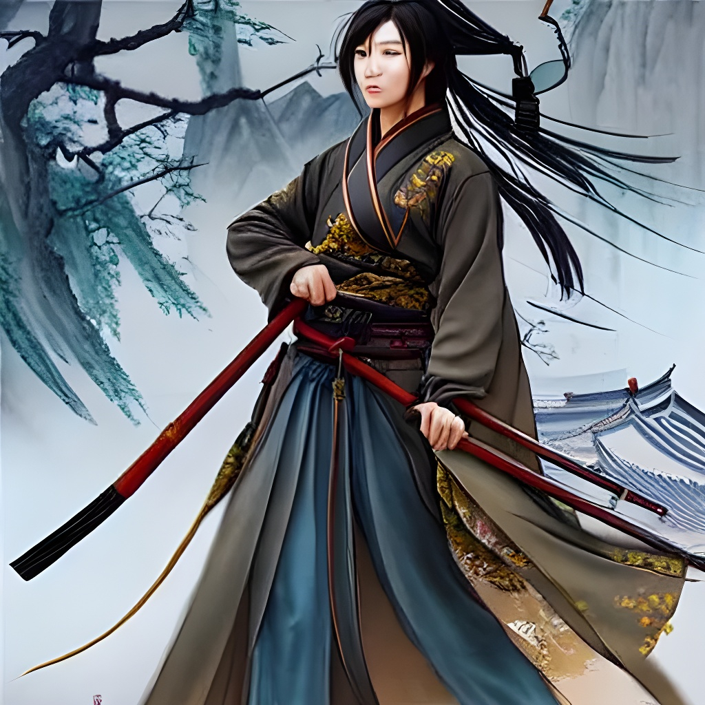 An epic fantasy wuxia illustration portrait of a bea... | OpenArt