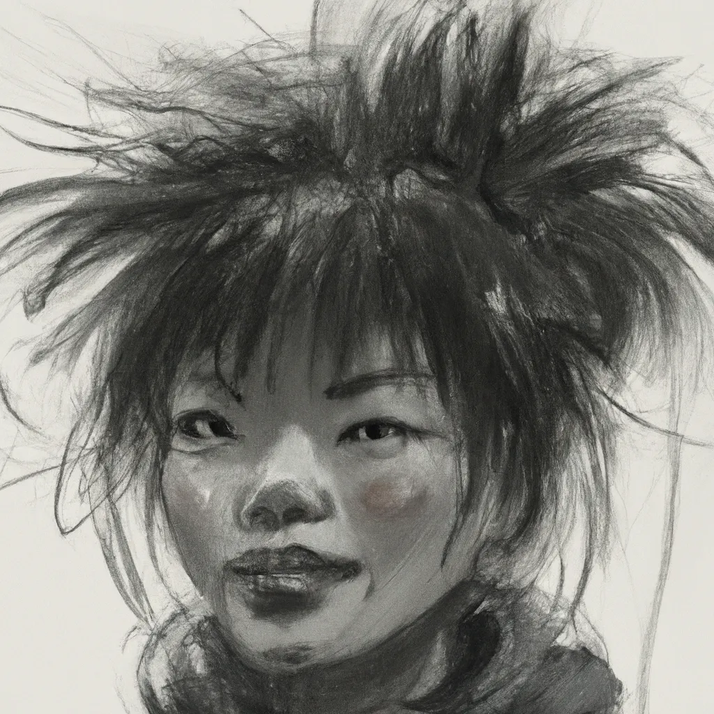 Prompt:  Girl With Messy Hair and Dirty Face, by Luo Zhongli