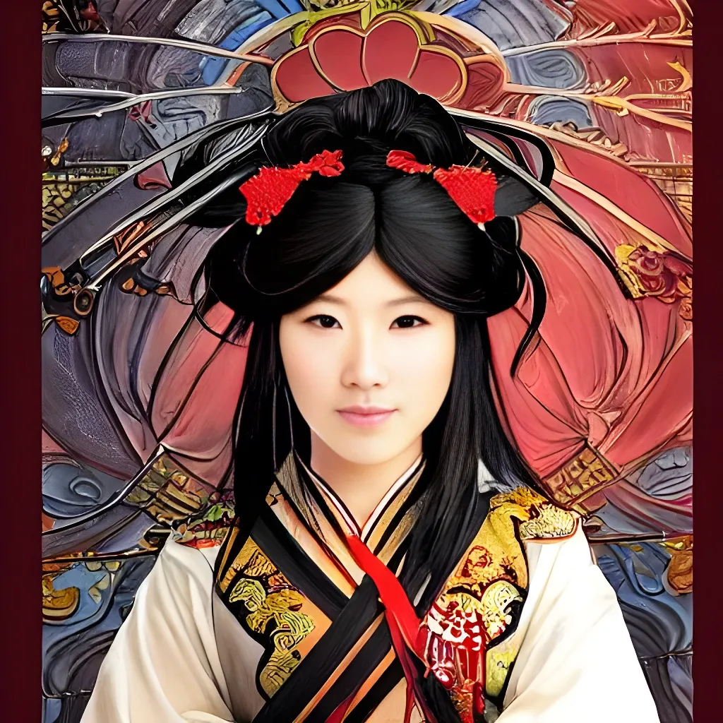 Prompt: An epic fantasy comic book style portrait painting of beautiful sword dance Chinese military hanfu woman cultivator in front of a mountain, long hair, full body XIANXIA, wuxia, manga, manhwa, hanfu, Chinese temple, depth of field by Yoji Shinkawa 4k -n 4 -i, pi, artstation, pixiv, artgerm