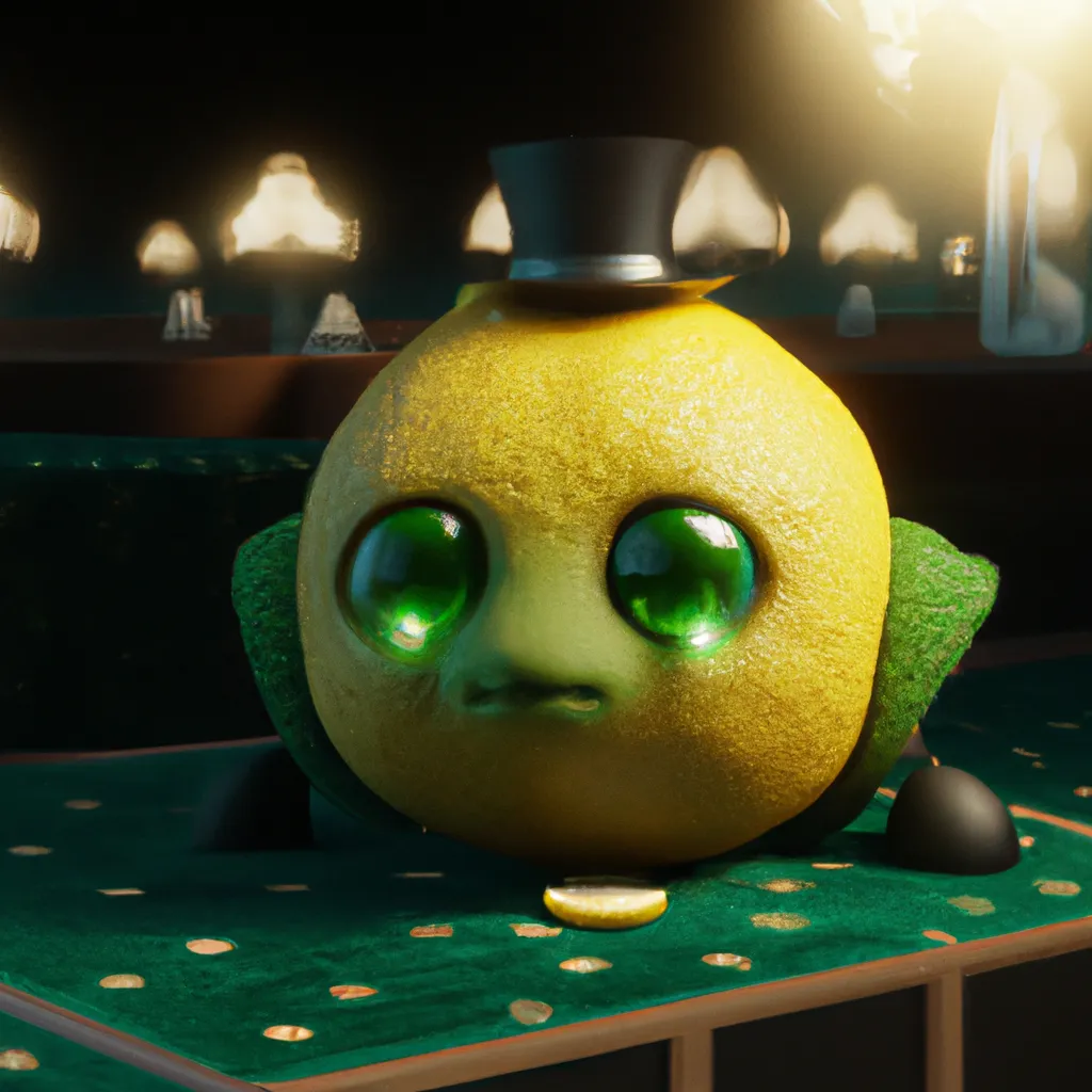 Prompt: a cute Lemon with a face using dark magic in a casino, 4k, sharp, depth of field, digital art, high Detail,ultra realistic, dramatic lighting, epic composition, cinematic, Artstation