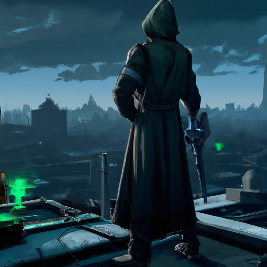 Prompt: Doctor Victor Von Doom watching the city from a rooftop, cinematic, cinematic lighting, glowing edges, dark matte illustration, intricate details, 8k, realistic, artwork by Dan Mumford