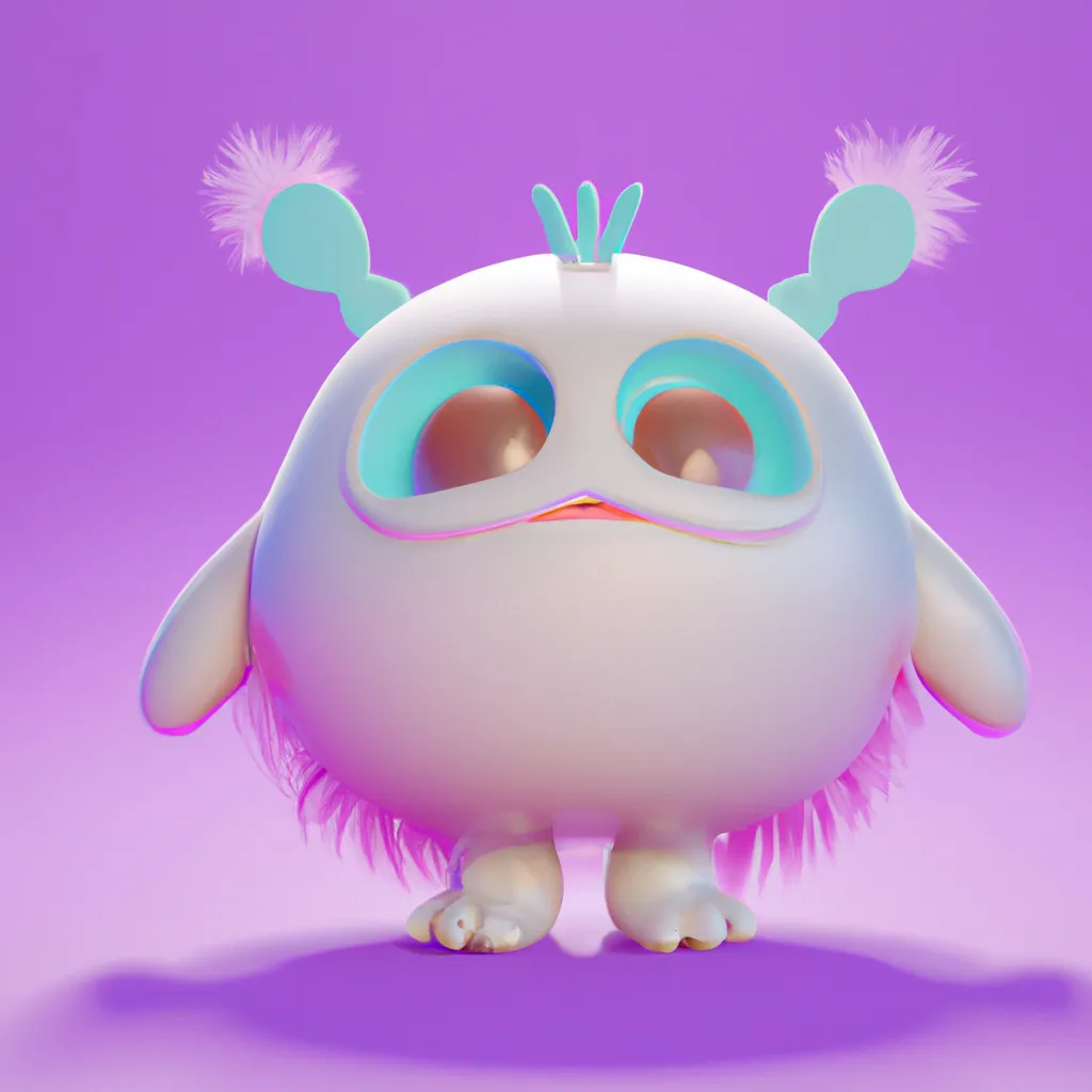 Prompt: cute fantasy baby monster with large eyes full body extremely detailed 3D animation symmetrical centred lots of light colourful octane render