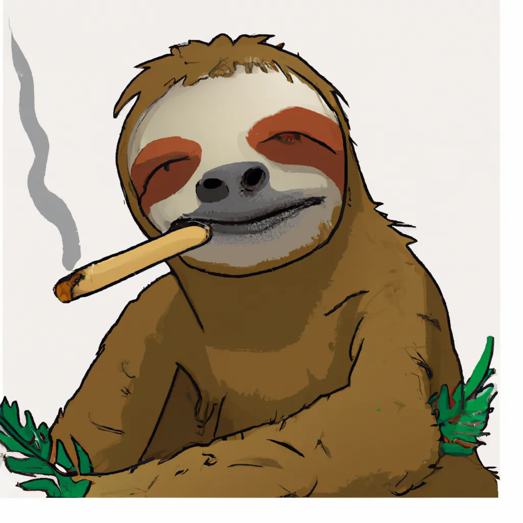 Prompt: a sloth smoking (a blunt)