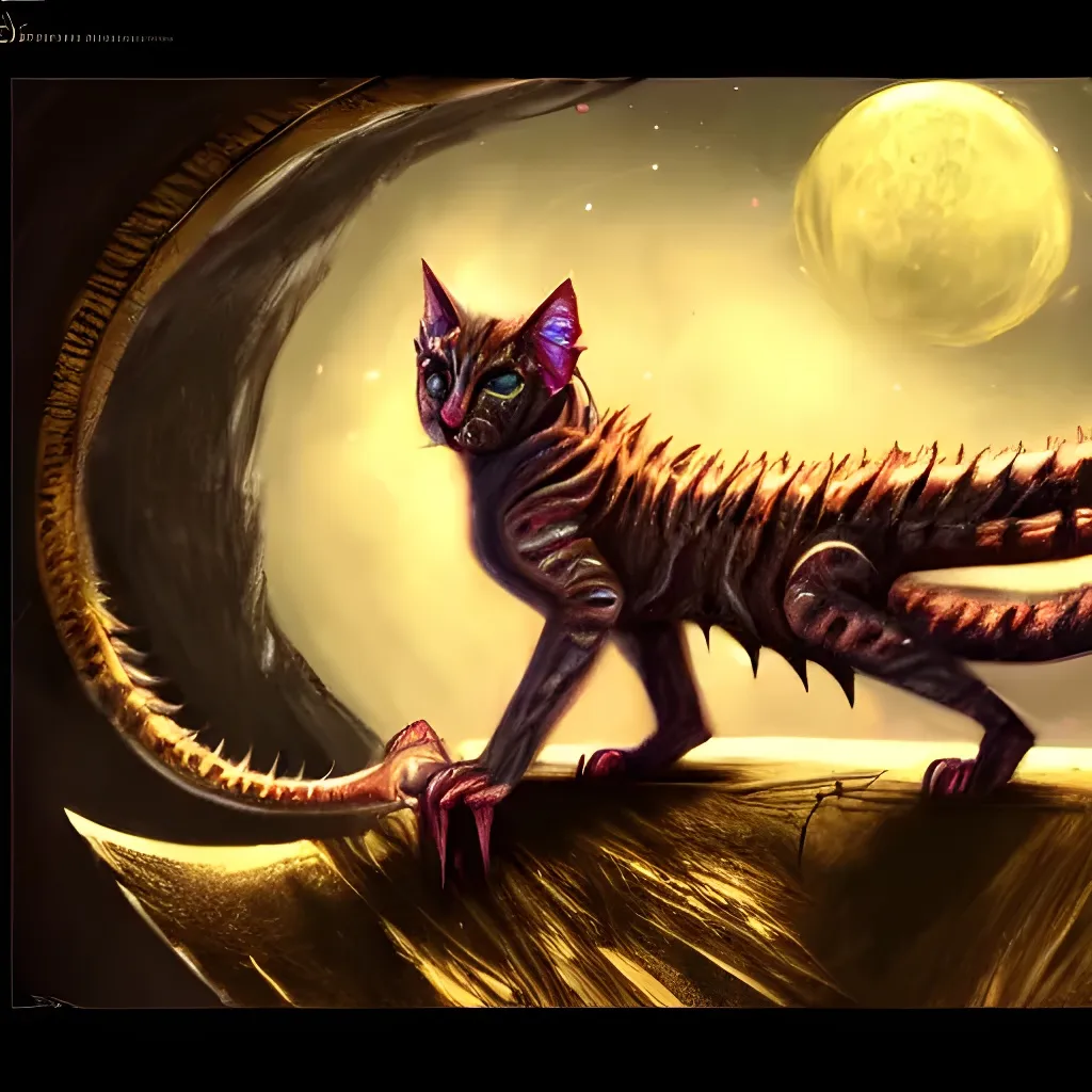 Prompt: fantasy artwork phyrexian razor cat being created by ancient phyrexian machines, hd 4k, selina fenech