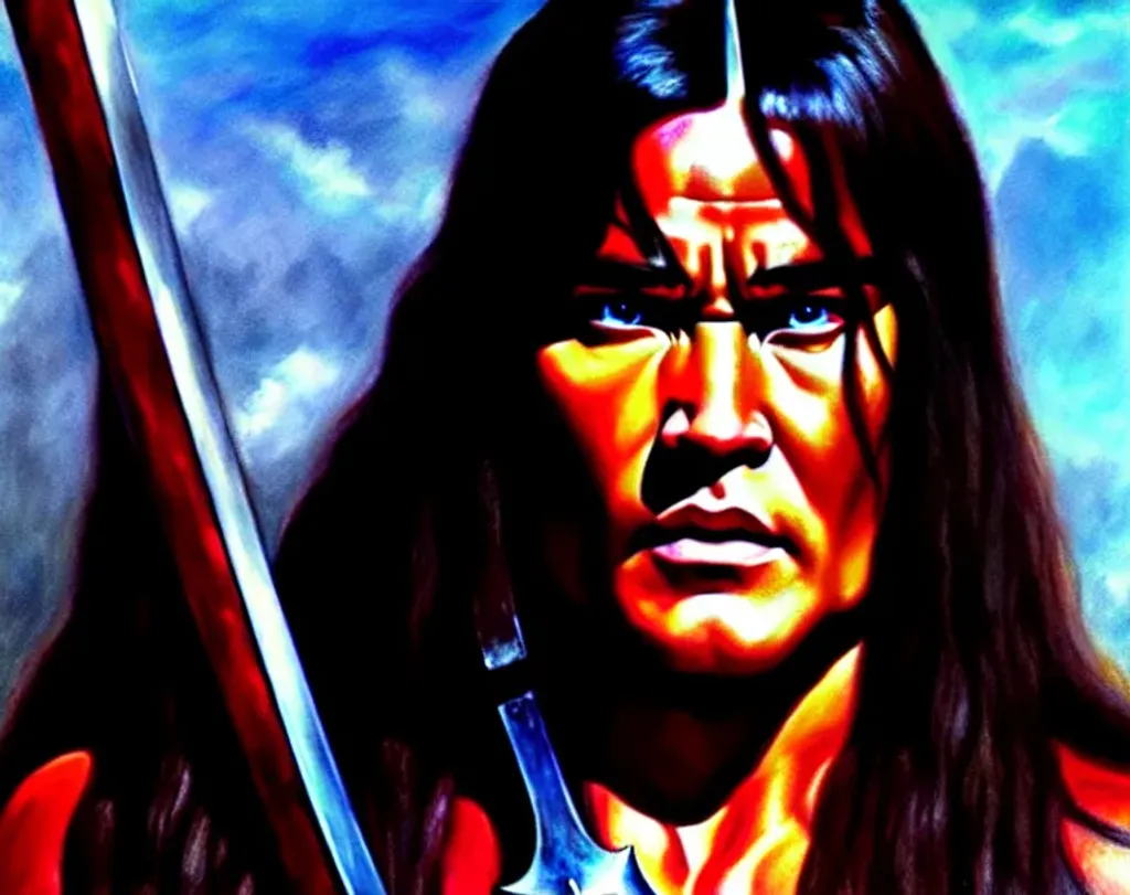 Prompt: Portrait of Conan the Barbarian photorealism