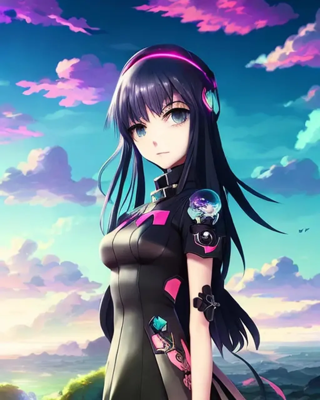 Prompt: “a futuristic skull with glowing eyes, portrait of cute goth girl, cloudy sky background lush landscape illustration concept art anime key visual trending pixiv fanbox by wlop and greg rutkowski and makoto shinkai and studio ghibli , featured on artstation, darksynth, synthwave emerging from smoke on a battlefield, colour photograph 35mm”