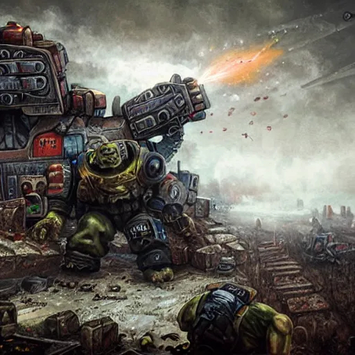 40k, orks, foggy, landscape, industrial, combat , ar... | OpenArt