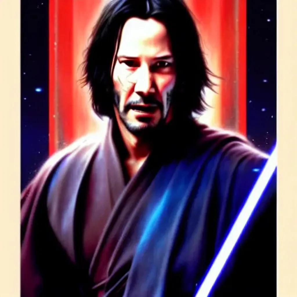 Prompt: Keanu Reeves as a Jedi by Dave Dorman