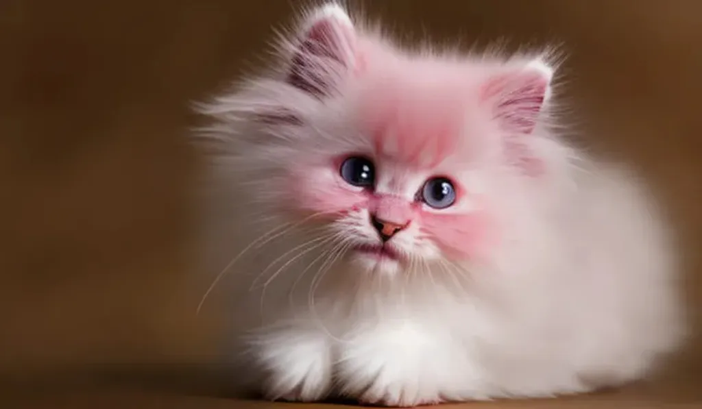 Cute, pink, fluffy, fantasy love puppy, with light